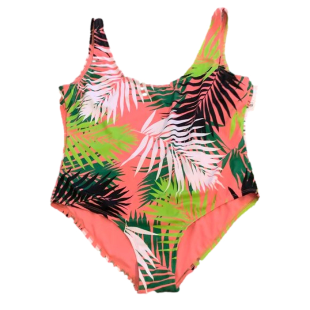 City Streets One Piece Palm Print Swimwear NWT